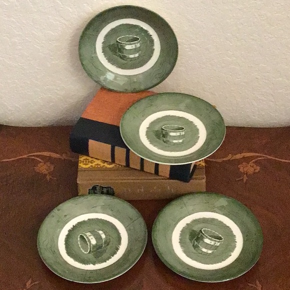 1950s Vintage Colonial Homestead Saucer for Tea Cups, Green - Picture 1 of 6